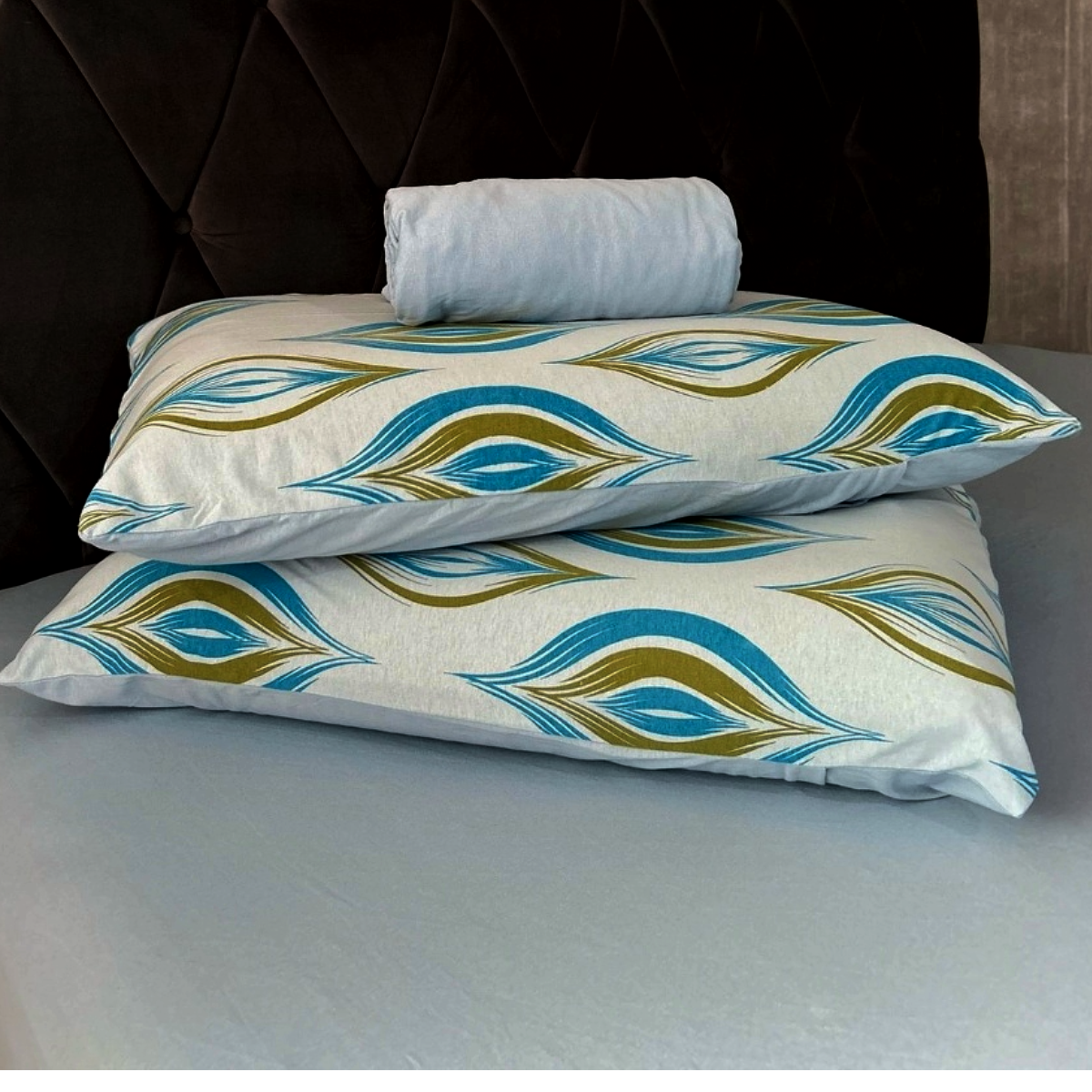 Jogo de Cama Casal 3pçs Blue/Leaves